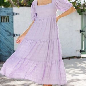 Lavender Puff Sleeve Maxi Dress